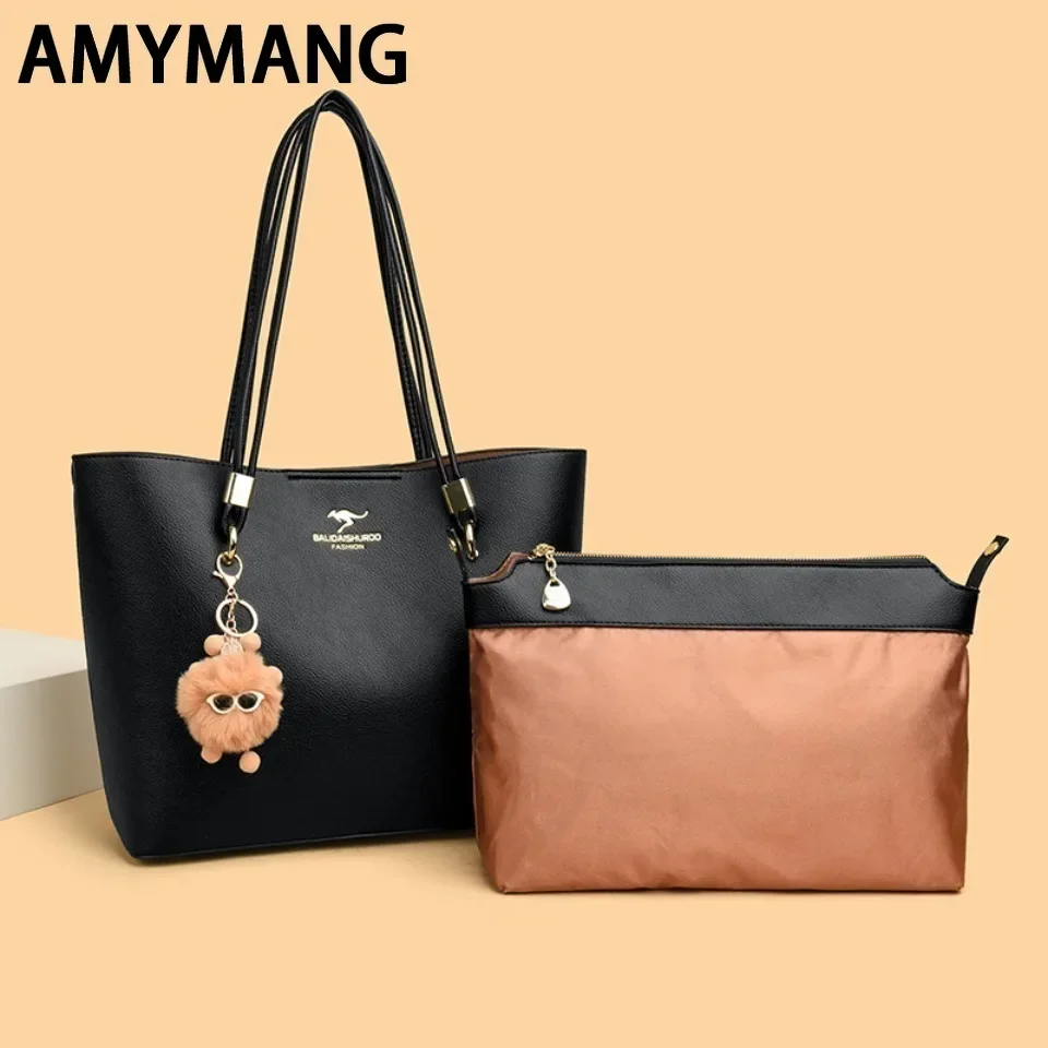 New Trendy Women's Detachable Interlayer Bag Pendant European and American Fashion Women's One Shoulder Handbag Mommy Bucket Bag