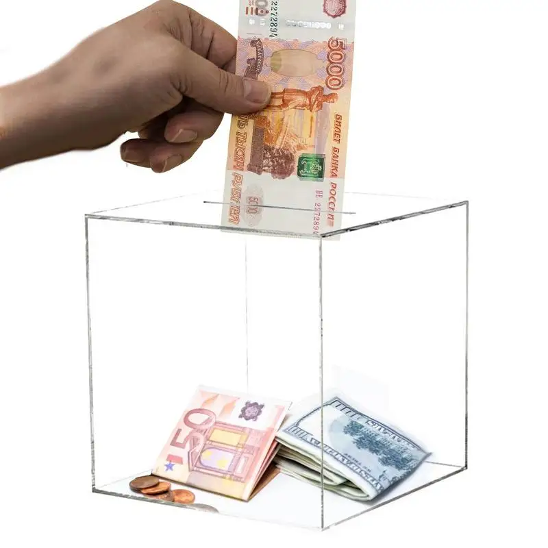 Transparent Bank Durable Acrylic Money Bank Clear Bank Box Piggy Bank Box Delicate Money Bank for Coin Banknote