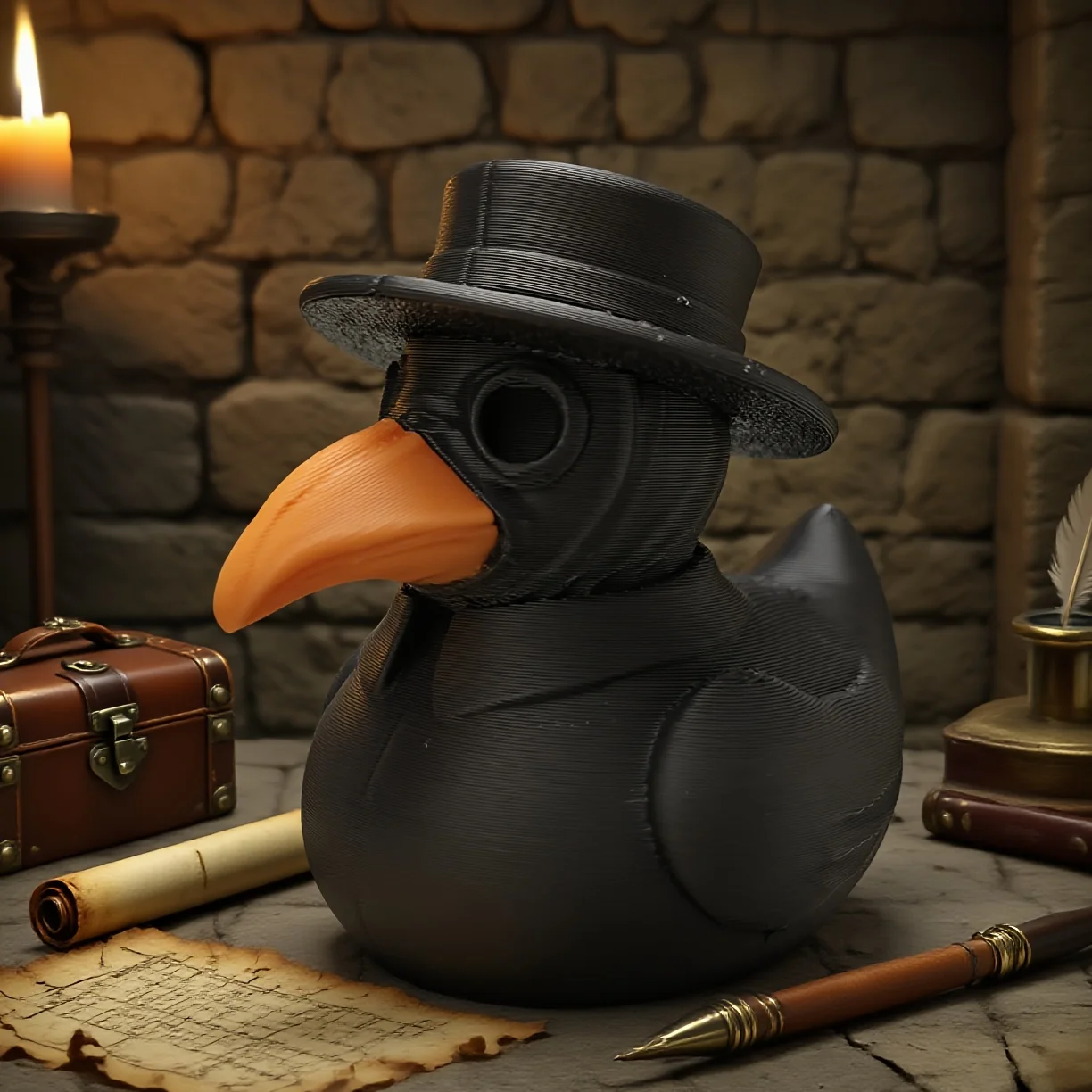 Doctor duck ornaments, Halloween dark Gothic fun desktop decoration small objects, retro theme funny decorations