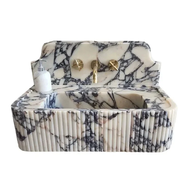 CX natural marble countertop basin integrated washbasin light luxury hotel villa bathroom washbasin