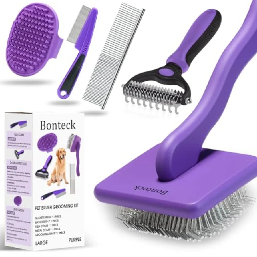 

Dog Slicker Brush for Dogs Grooming Kit 5PCS Large Dog Brush for Goldendoodles Poodles Doodles Long Pin Haired Brush Poodle Bru