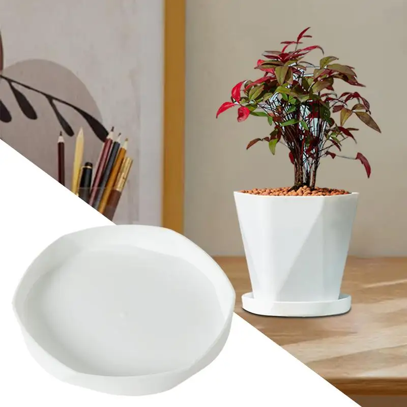 Placa Base de maceta blanca, maceta de jardín para el hogar, bandeja de resina resistente, platillos, bandejas de goteo, bandejas redondas de goteo para plantas para interiores y exteriores