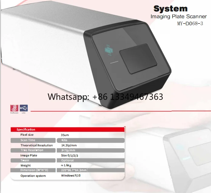 Escáner de placa de imagen Dental, sistema HCR, escáner de placa de imagen Cr, fósforo Cr-100, máquina médica de rayos X digitalizados intraorales fas