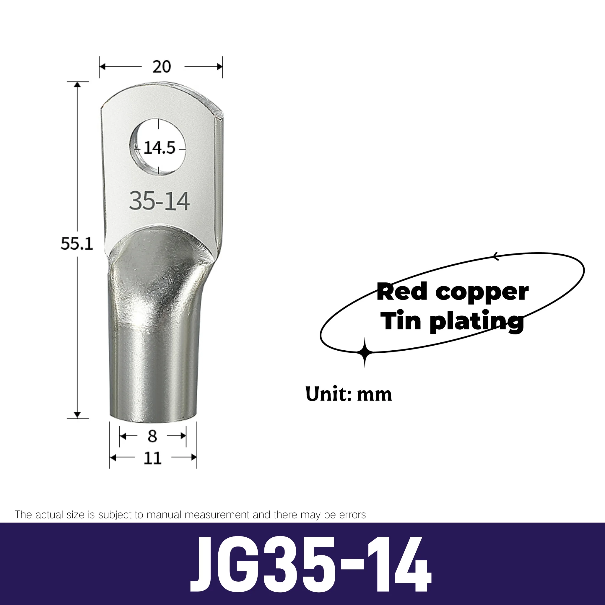 9PCS Jg Crimp Terminal Koperen Terminal voor Schepen Marine Draad Kabelschoen voor Elektrische Aansluiting Bedrading Terminal Diafragma M6 M8