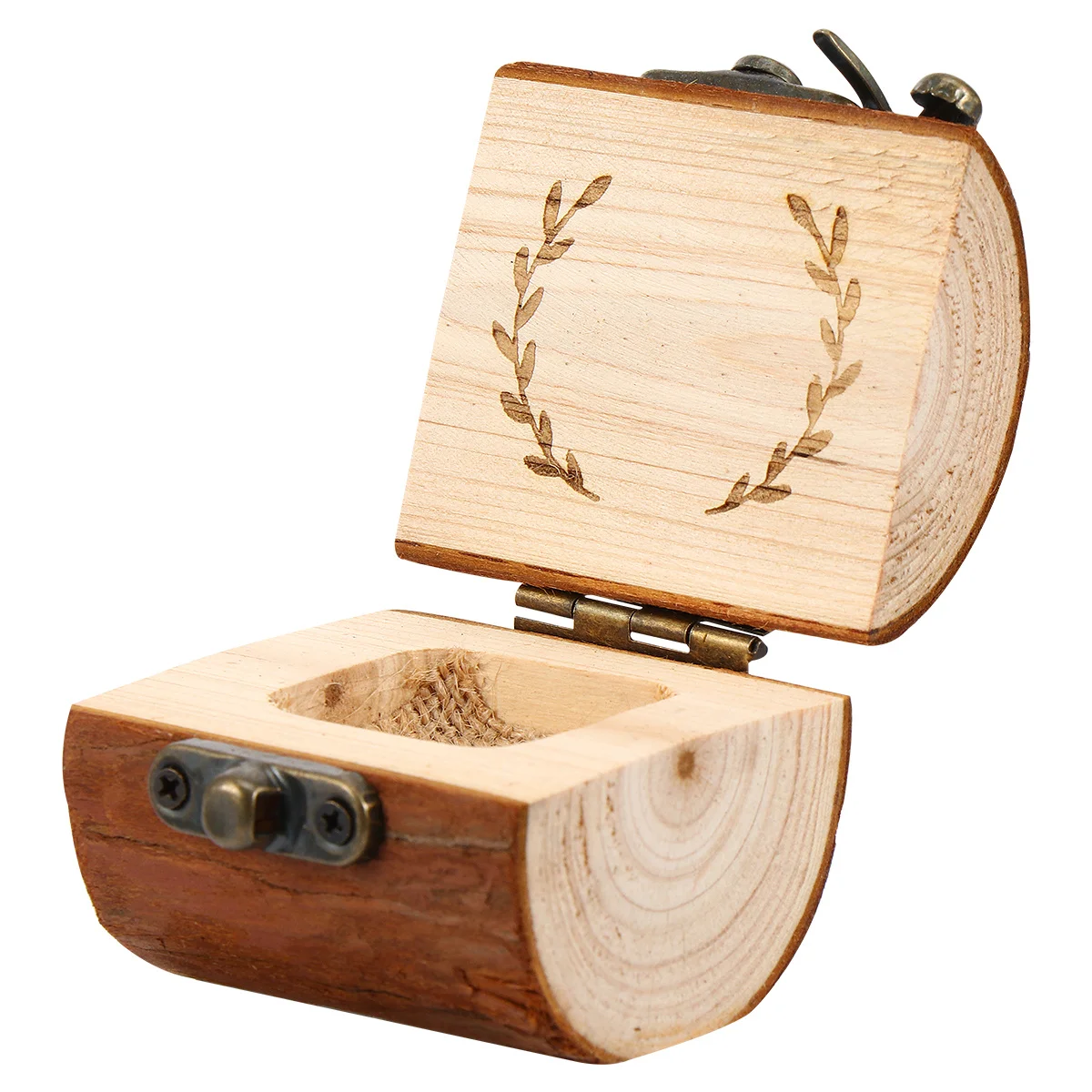 Wooden Ring Box Compact Lightweight Vintage Rustic Ring Holder For Wedding Engagement Party Display Storage Container Jewelry