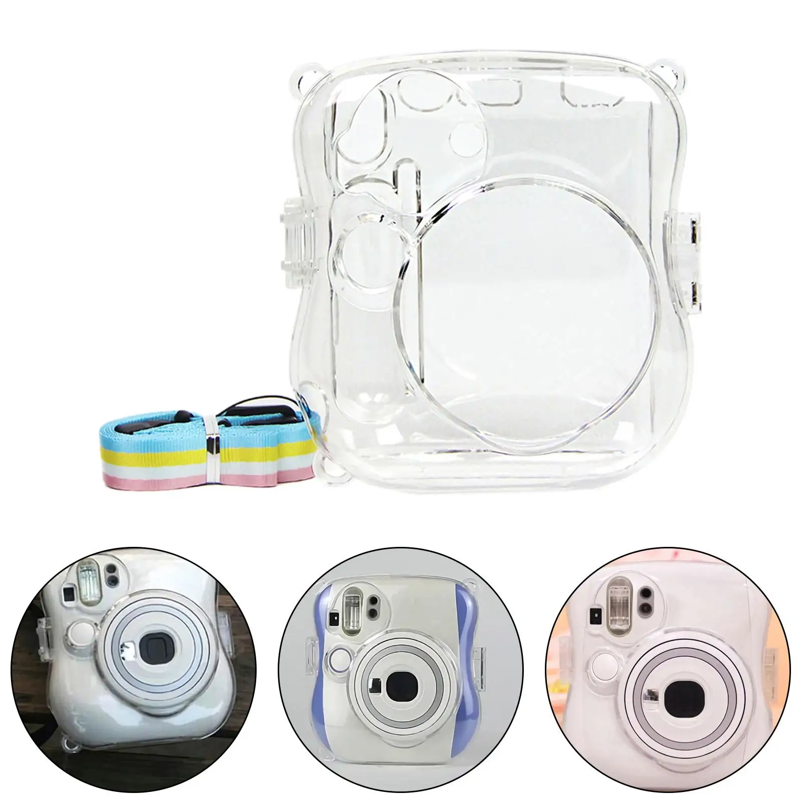 Crystal Camera Protective Case W/Strap PVC Clear Bag Cover Protector for Instax Mini 25 Holiday Travel