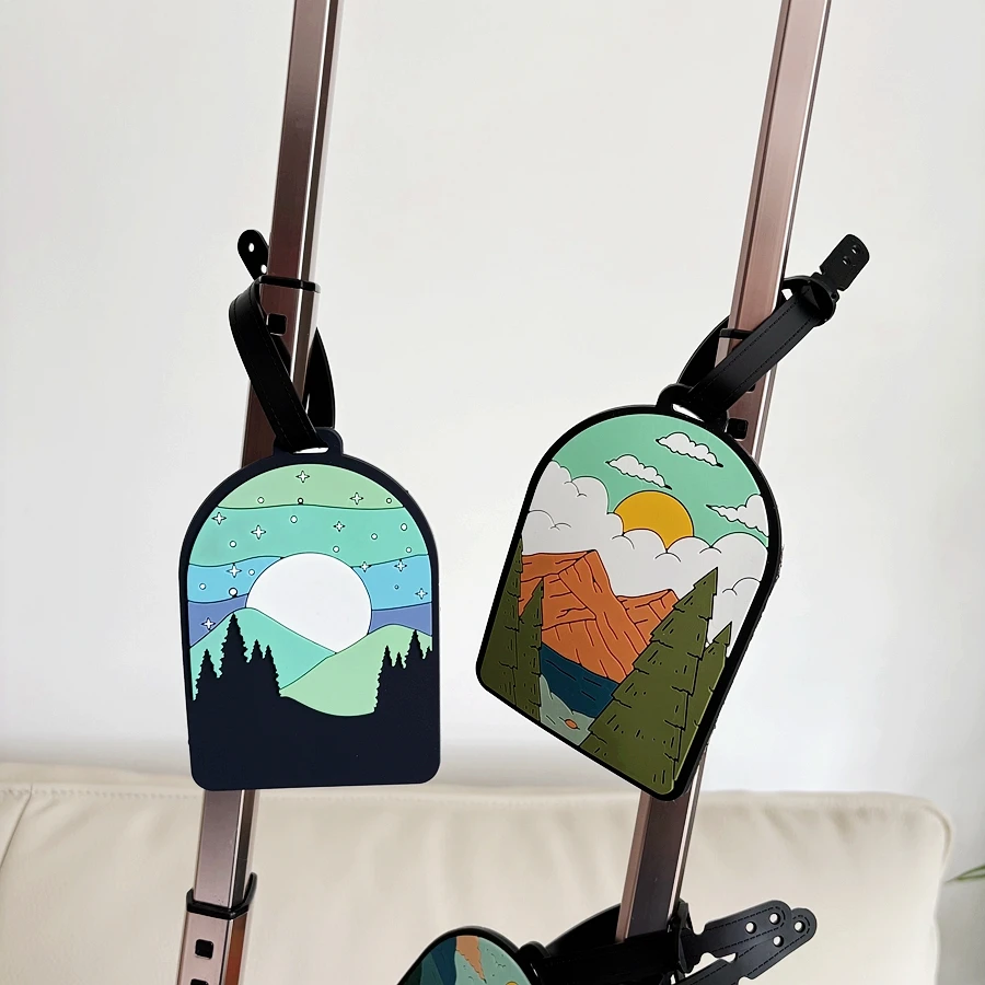 1/3/6pcs landscape luggage tags, station travel luggage check-in, anti loss tags, personal belongings identification tags, airpo