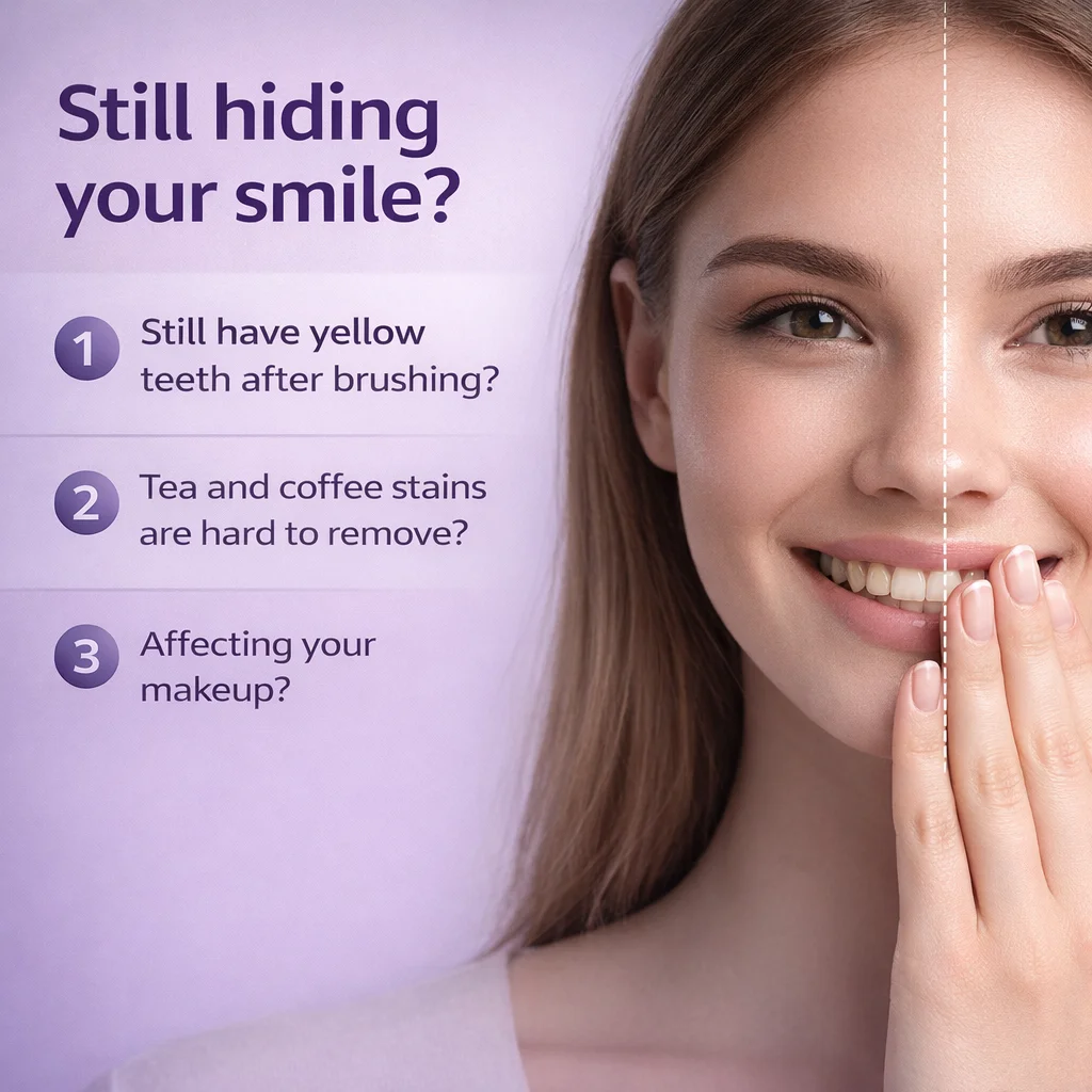 7 Treatments V34 Teeth Whitening Strips Purple Colour Correction PAP+ Whitening Peroxide Free 30 Minute