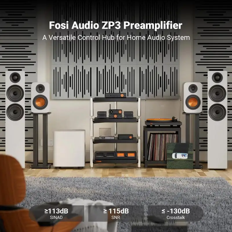 Fosi Audio ZP3 Preamplifier محور التحكم متعدد الاستخدامات نظام الصوت المنزلي HiFi Preamp مع HPF مرشح تمرير عالي التحكم في النغمة مخصص #5