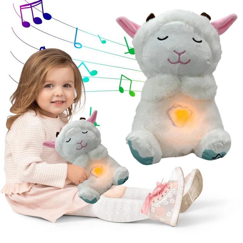 Calming Lamb Plush Baby Sound Machine บรรเทา Snuggle Lamb หายใจตุ๊กตาสัตว์ตุ๊กตาของเล่น Sleeping ของเล่นเด็ก