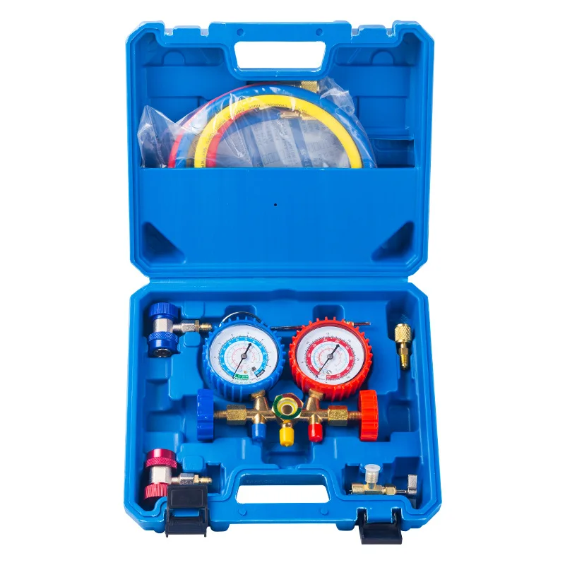 

Refrigerant double-gauge valve, air conditioner fluoride, tool set