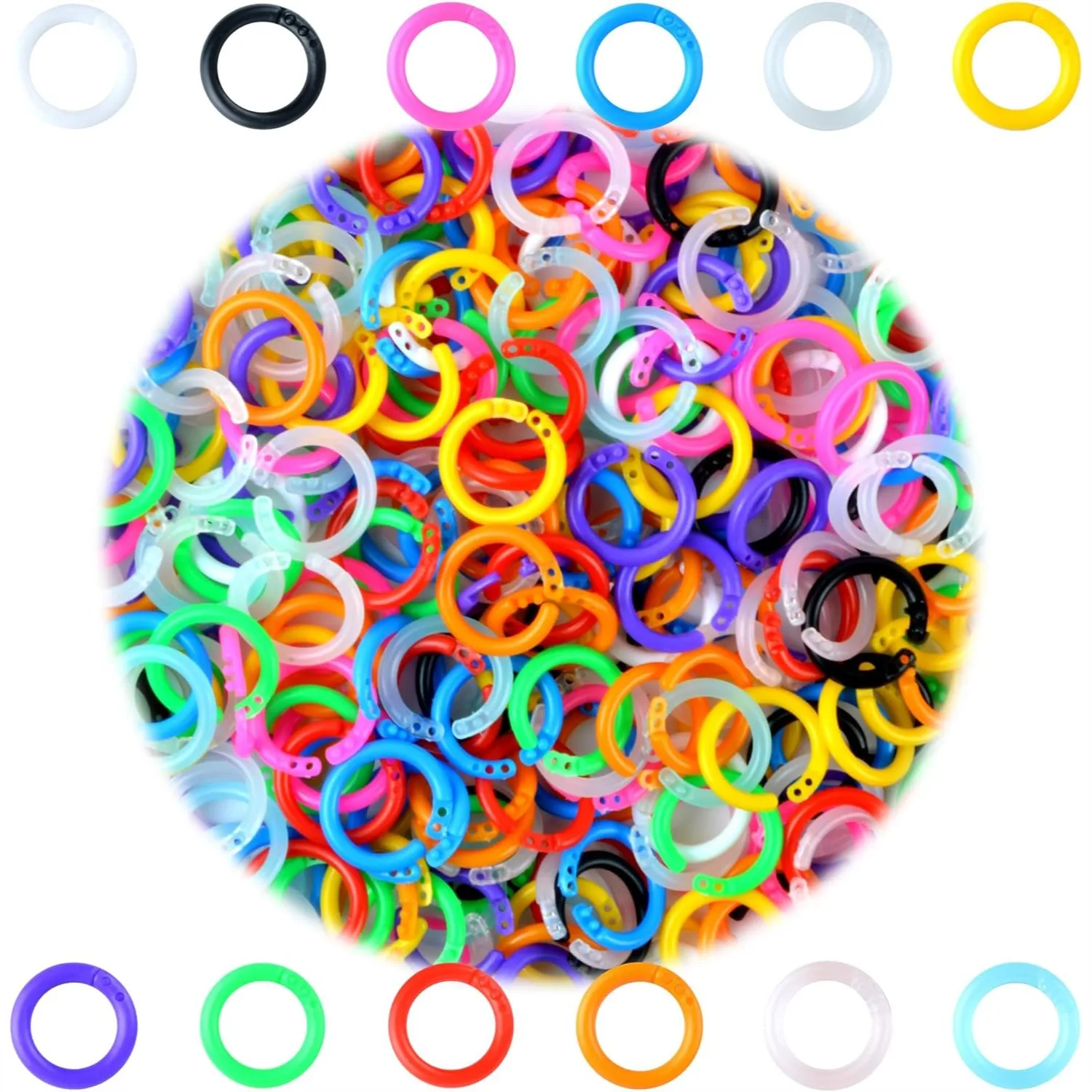 

240-Piece Plastic Binder Rings, 12 Colors Book Rings for Notebook, Index Cards, Swatches, Documents Organization, 15 mm