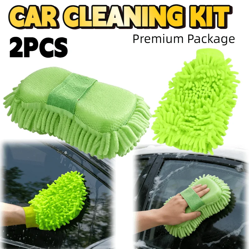 

Best-selling, Great-value 2-piece Car Care Tool Set, Including A Highly Absorbent Chenille Sponge and Chenille Gloves