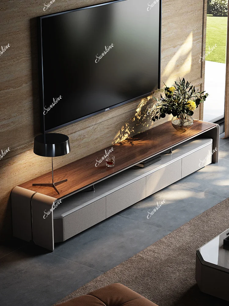TV large flat floor living room floor cabinet home high-end marble coffee table combination