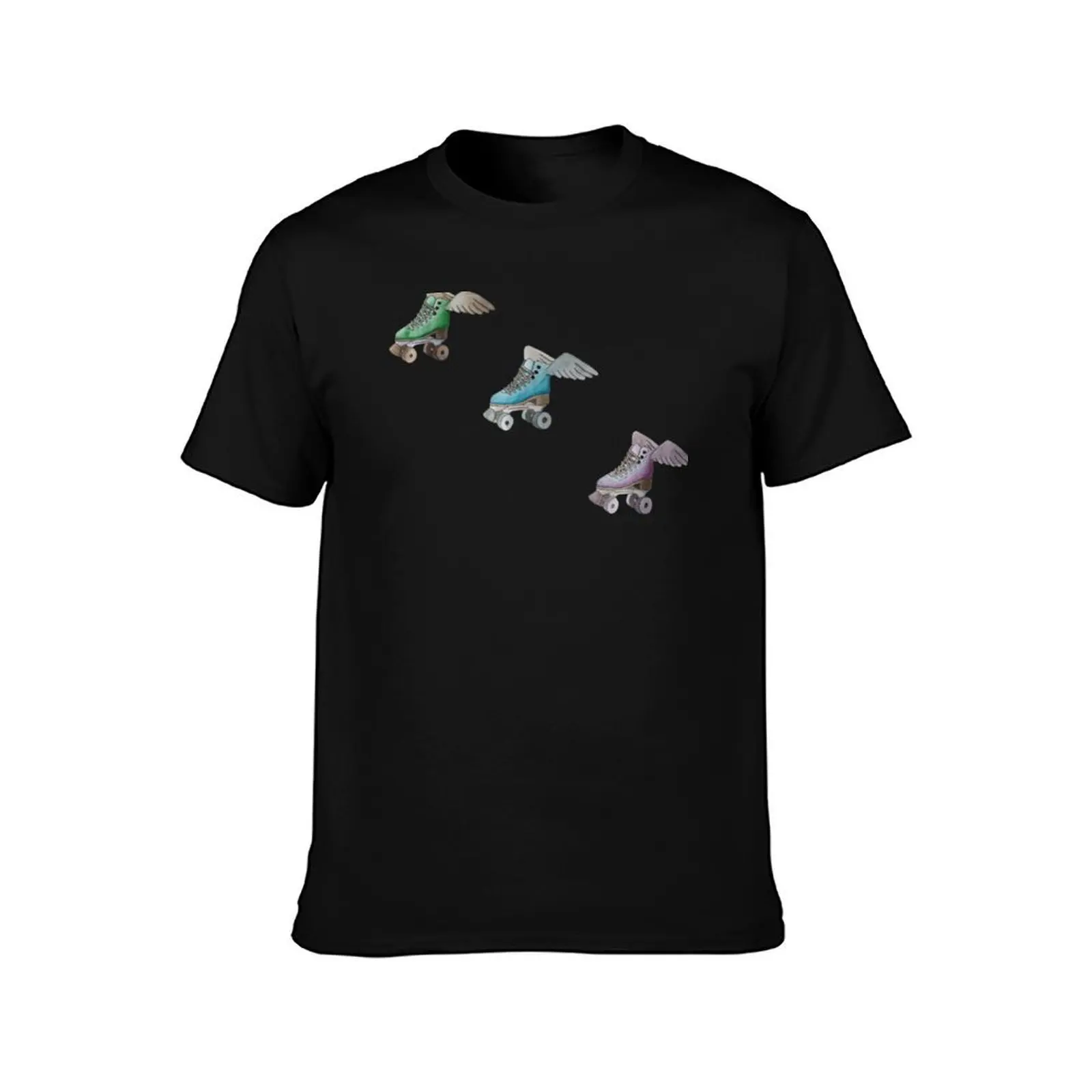 flying roller skate sticker pack T-Shirt, Summer Casual Cotton Tee, Oversized Streetwear Tops, Vintage Graphic Print