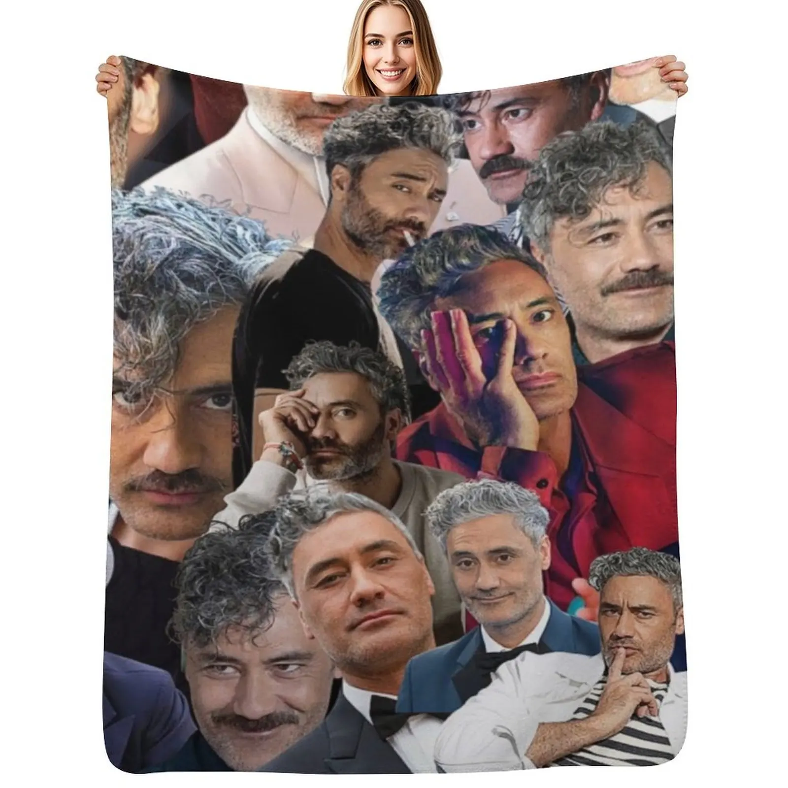 Manta con collage de fotos de Taika Waititi, manta ligera y transpirable para adultos y niños