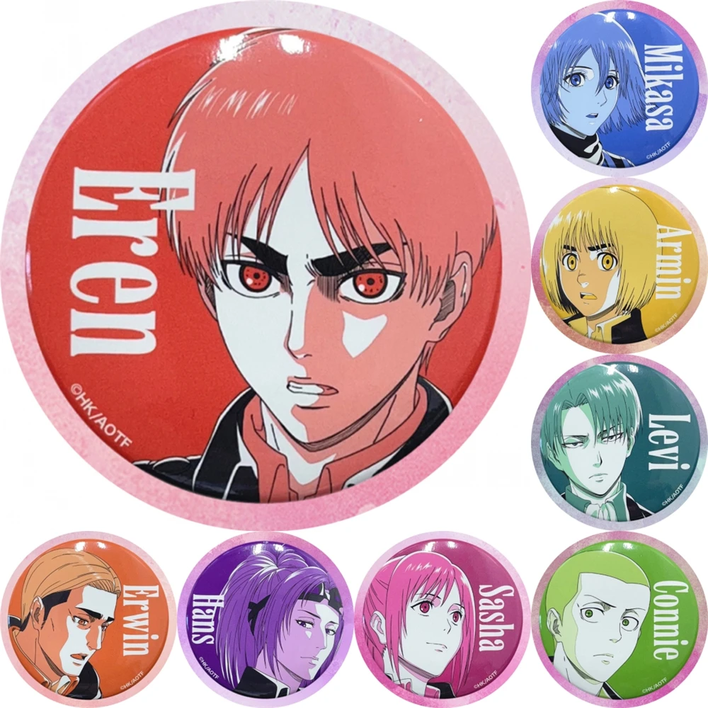 58mm Anime  ATTACK ON TITAN Eren Jaeger Keith Shadis Annie Leonhart Cosplay COSTUME Badge Pin SPTE Tinplate Brooch﻿ Prop Gilf