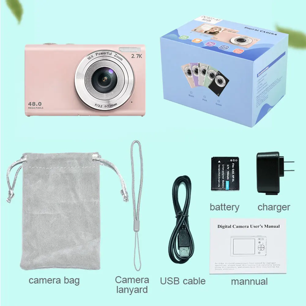 16x Zoom Compact 48MP Cameras HD Digital Camera Children Camera Student Camcorder with Professional Photography Shooting Camera