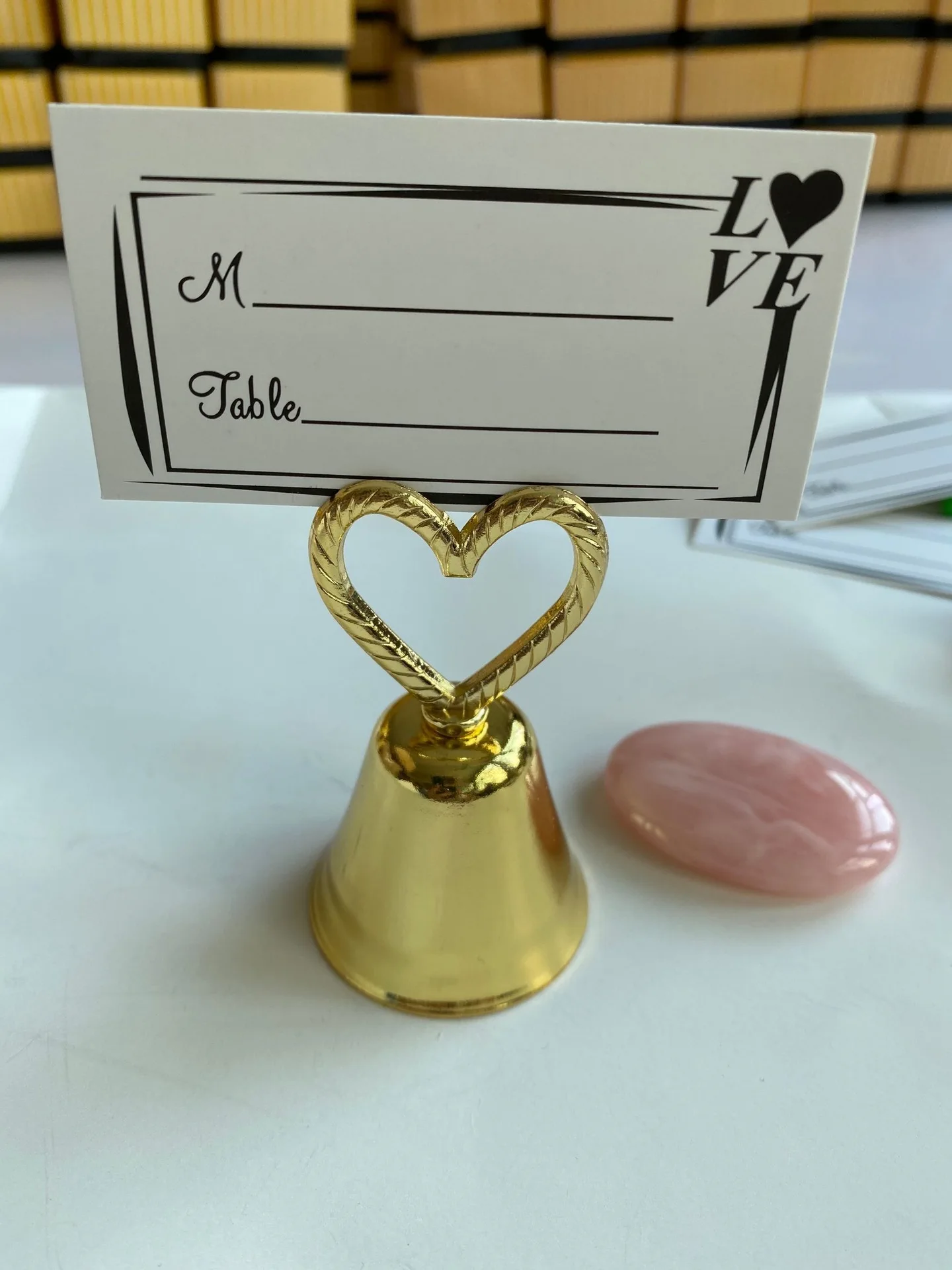 Desktop Message Folder Metal Bell Card Holders Heart Shape Photo Memo Clip Photocard Display Stand Wedding Table Card Display
