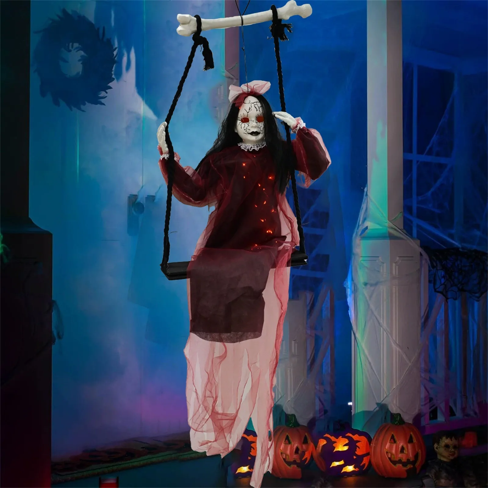 

Хэллоуин Качели Призрачное Украшение Динамический Подвесной Дизайн С Жуткими Звуковыми Эффектами Створите Триллеры Атмосфера Призрачный Декор