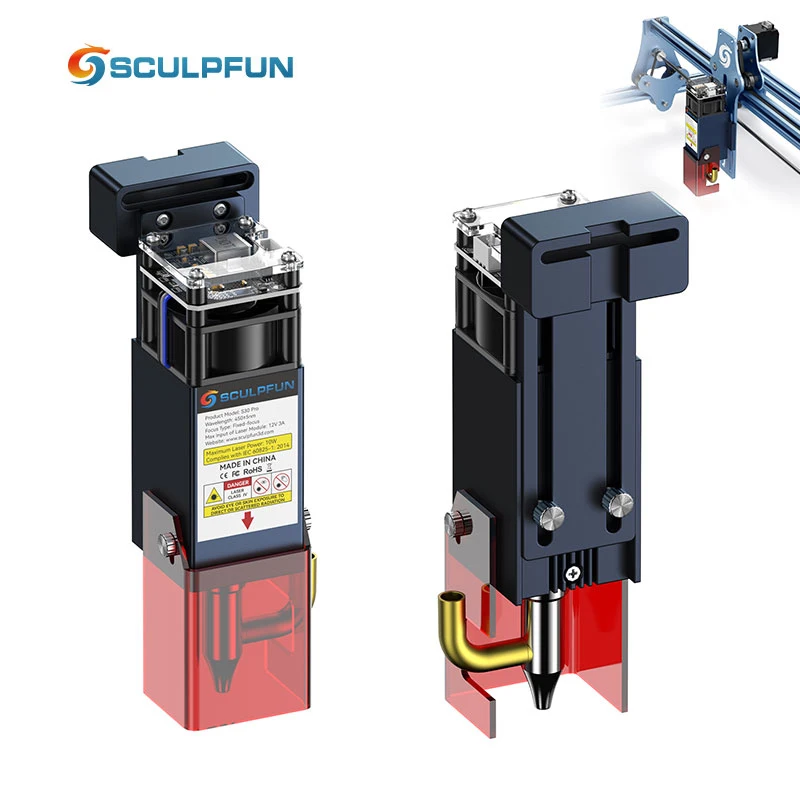 

SCULPFUN S30 Pro Laser Module Interchangeable 10W High Density Laser Clean Cutting For SCULPFUN S9/S6pro/S6 Laser Cutting