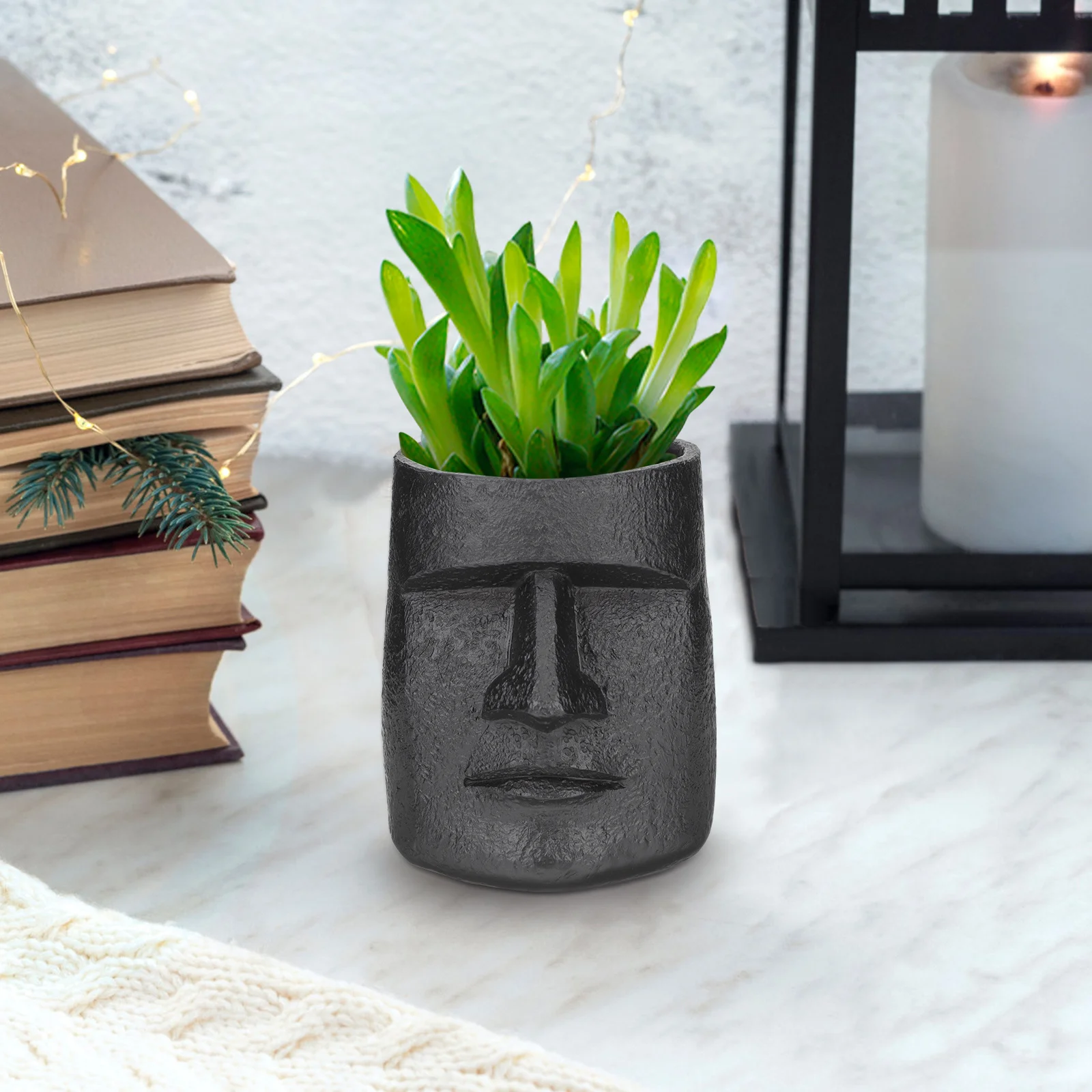 

Stone Statue Flower Pot Resin Face Design For Home Garden Decor Indoor Balcony Plant Holder Unique Flower Planter Easter Gift