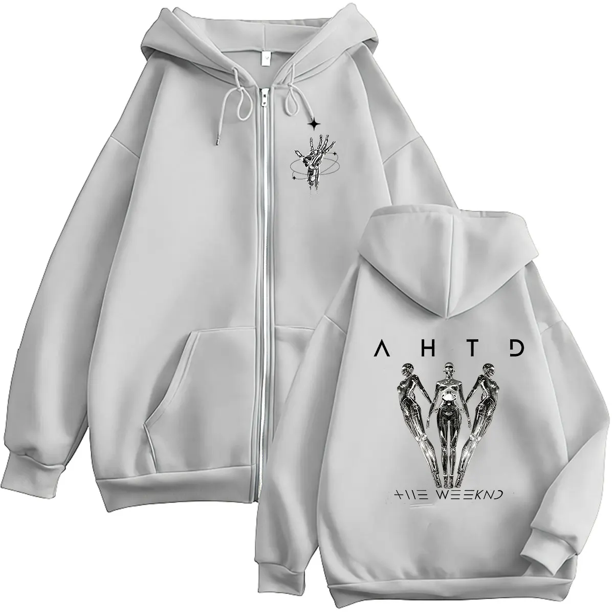 The Weeknd After Hours Til Dawn Tour 2026 Reißverschluss-Hoodie für Herren und Damen, Fleece, modisch, Retro, langärmelig, übergroße Mäntel, Sweatshirt – Detail 7