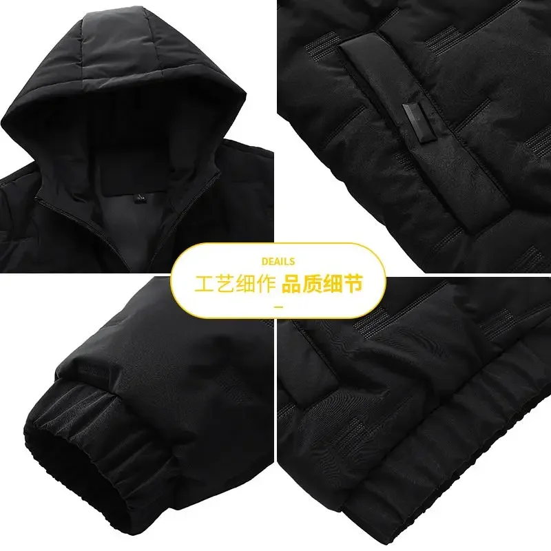 2024 Winter Black White Men\'s Golf Wear Warm Jacket Cold Coat Printed Filled Hooded Golf Brand Zipper Fashion Coat Clothing Top