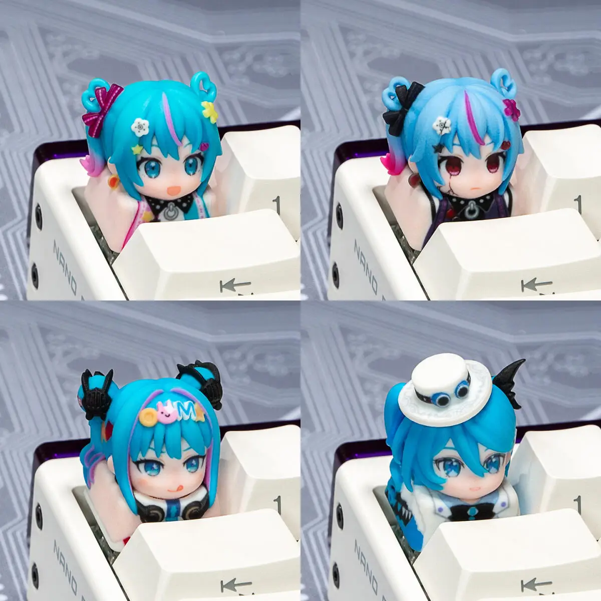 Diy Self Made Cartoon Mikus Racing Mechanical Keyboard Keycaps Cross-Axis Mechanical Keyboard Pc Personalized Keycaps Gift Toys