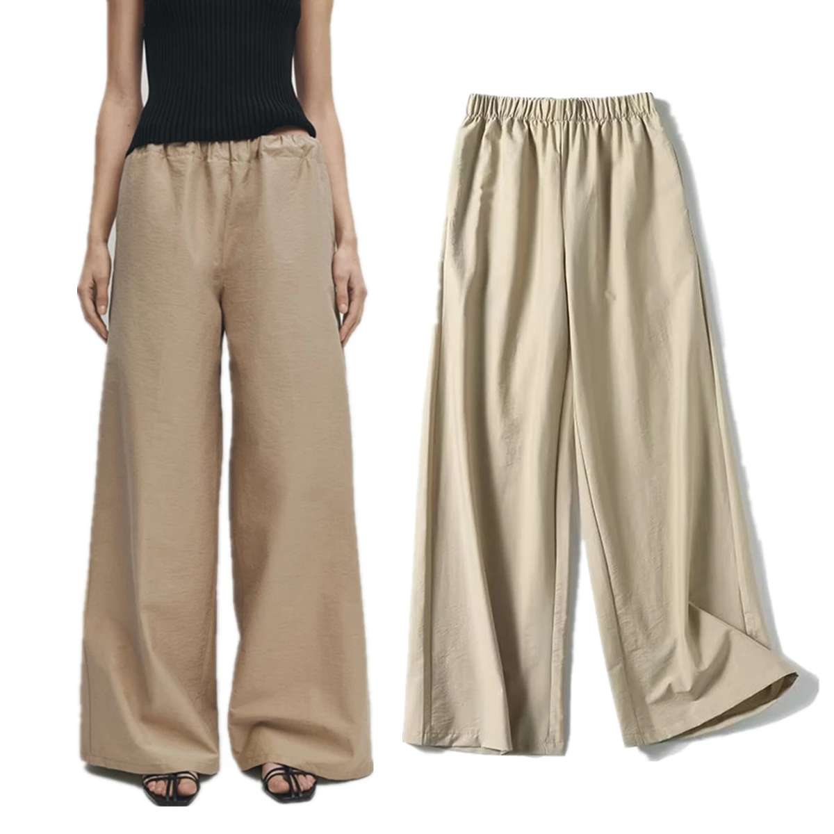 

Jenny&Dave 2024 Summer For Women Casual Commuter Pants French Minimalist Loose Wide Leg Pants Women