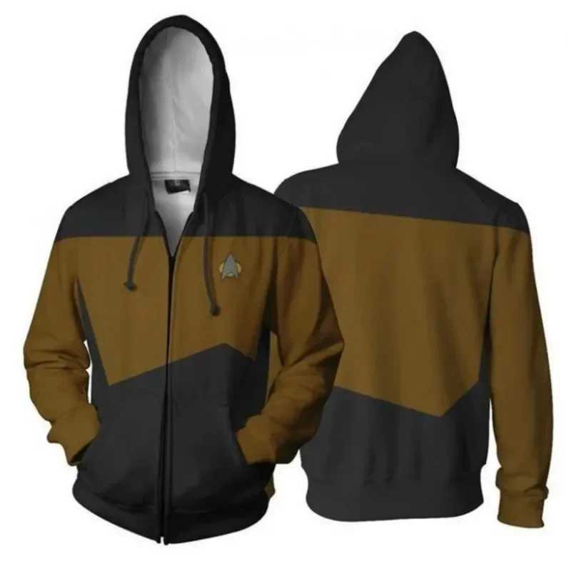 Disfraz de Star Trek TNG The Next Generation para hombre y mujer, sudaderas con capucha, chaqueta roja, amarilla y azul, abrigo, Top ST, accesorios de uniforme