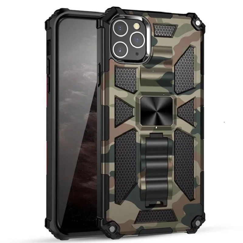 

Super Shockproof Camouflage Kickstand Phone Case for iPhone 16 15 14 13 12 11 Plus Pro Max Car Magnetic Phone stand Cover