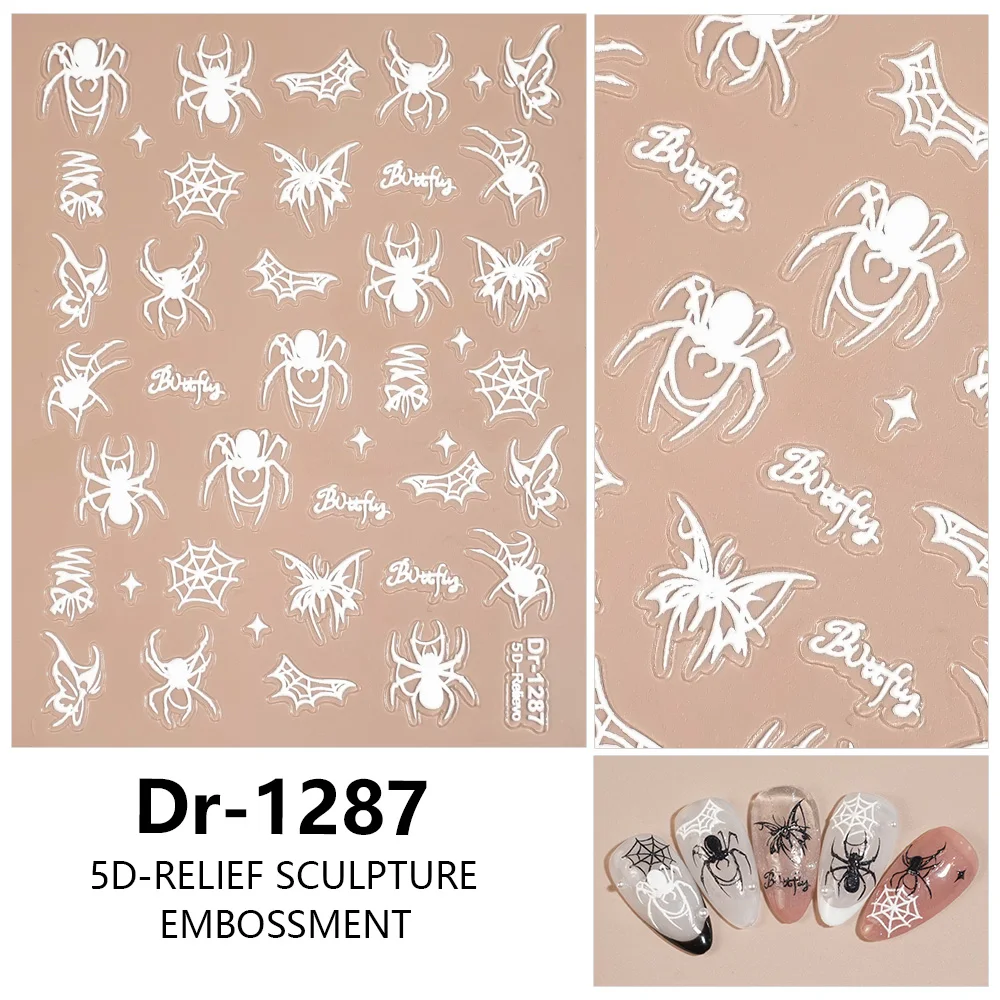 

1/10PCS White Spider Nail Stickers Women's Nail Art Decoration Stickers DIY Self Adhesive Manicure Spider Web Decorative Decals