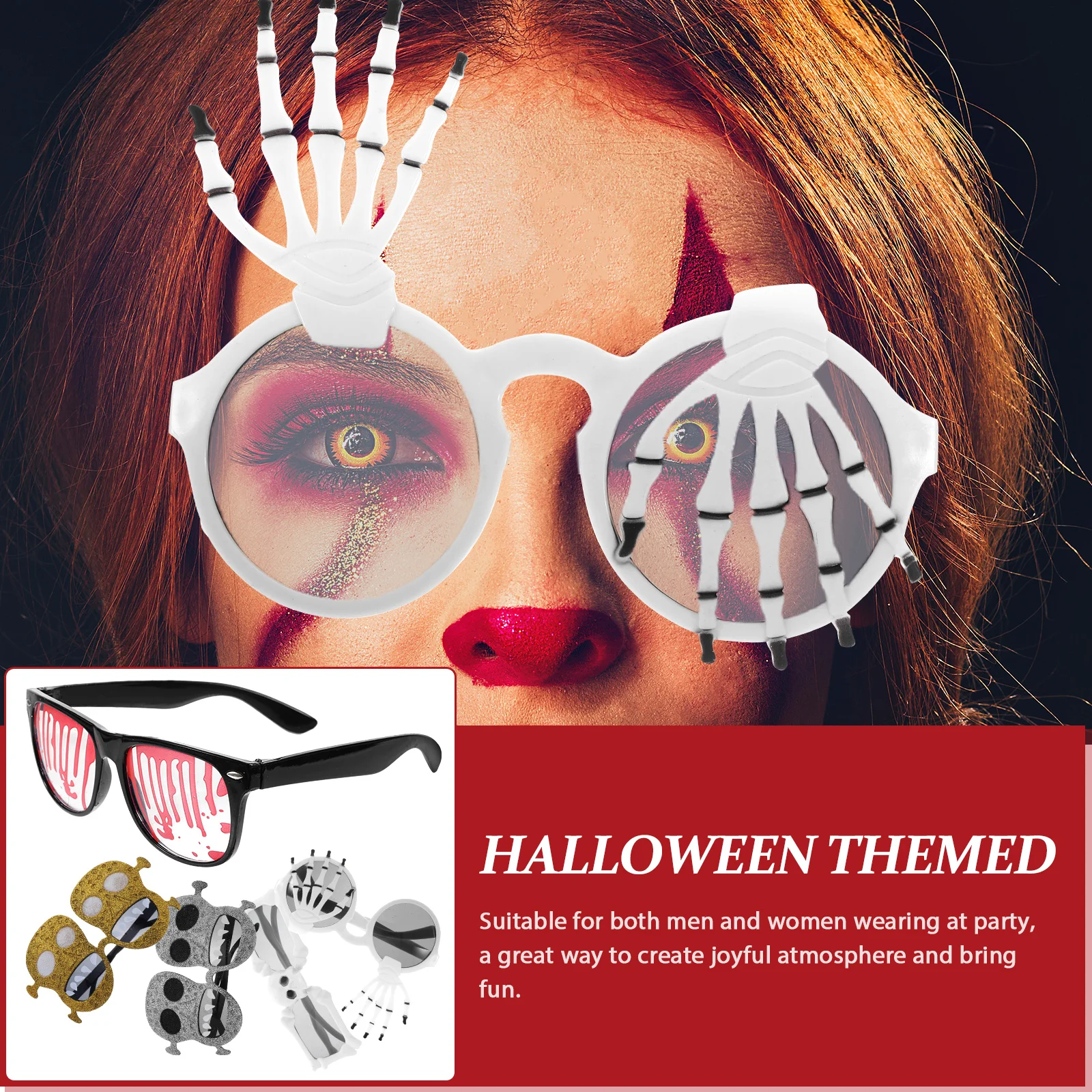 

5pcs Halloween Eyeglasses Unique Costume Party Glasses Funny Decorative Props For Cosplay Rave Masquerade Festival Pranks
