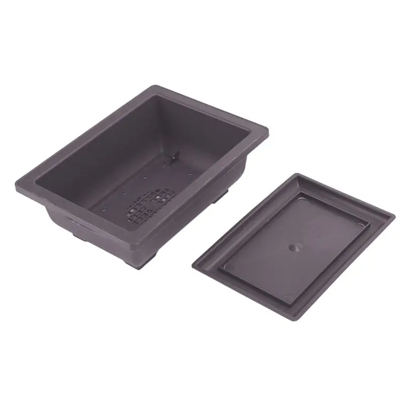BMBY-20 Packs Bonsai Training Pots With Tray Plastic Bonsai Plants Growing Pot For Garden Yard Living Room Balcony 16.5X12cm