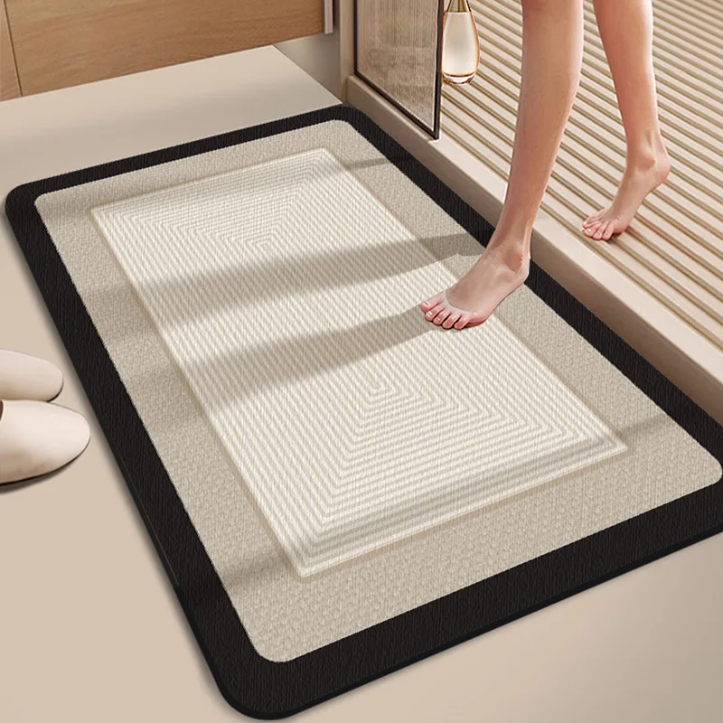 VIKAMA Moderner, minimalistischer Badezimmerteppich, Kieselgur, wasserabsorbierend und rutschfest, für den Eingangsbereich, Badezimmermatte, Heimdekoration