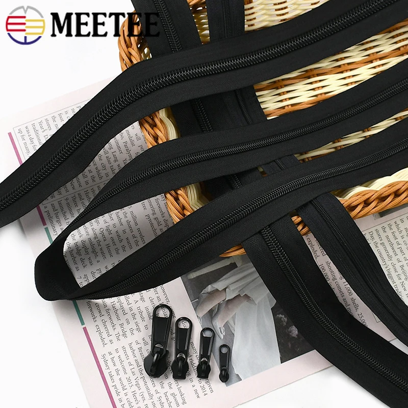 

10M 3#5#8#10# Nylon Coil Zippers 10Pcs Zipper Sliders for Jacket Bags Closure Zip Head Garment Zips Repair Kit DIY Accessories