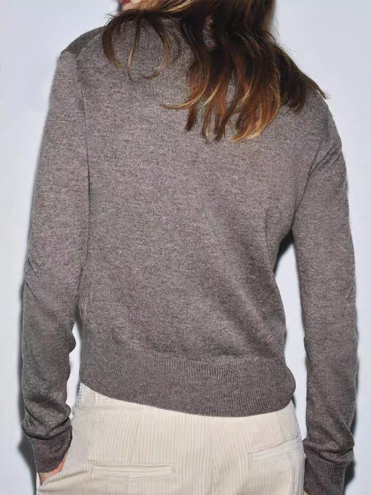 Faionable Sweet Knitted Sweater Diamond Pattern New Arrival Autumn 2025 Women's Loose Fit Long Sve round Ne Casual Sle