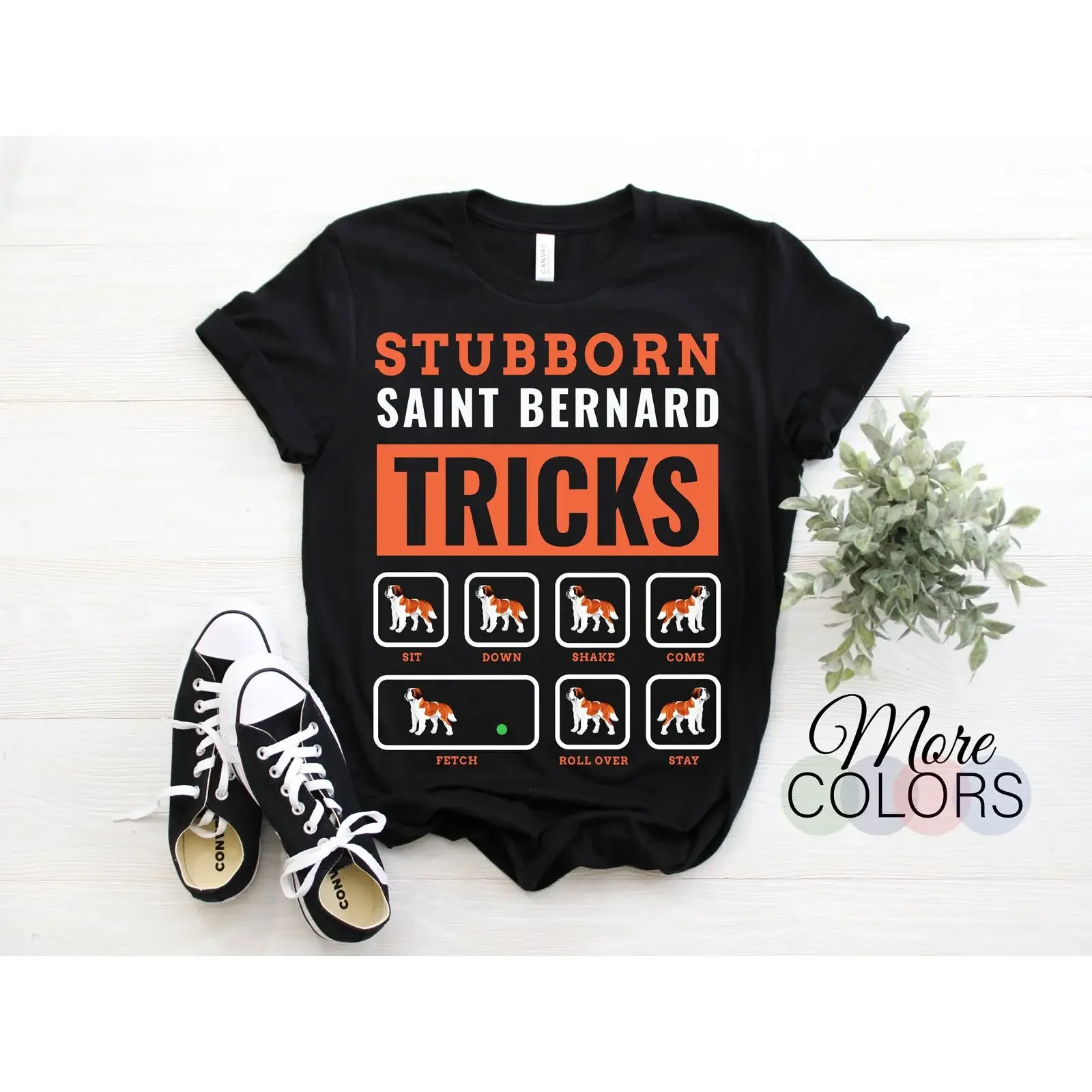 Stubborn Saint Bernard Tricks Funny T Shirt St Dog Lover Owner for Dad Mom Puppy Birthday Christmas Present vintage Washed
