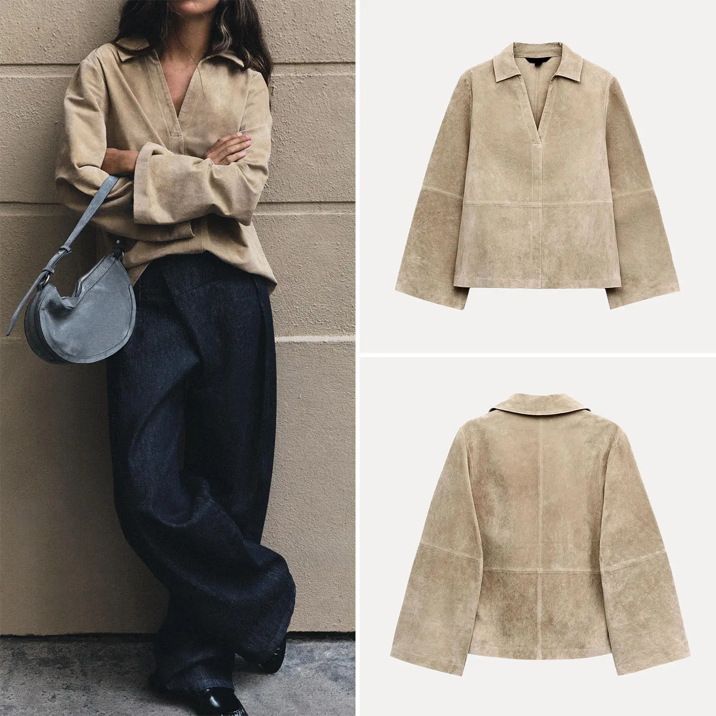 Women's Casual Style Long Sleeve  Shirt Loose Fit Autumn Fashion Top Turn-down Collar Classic Design Chinese Brand Zadata