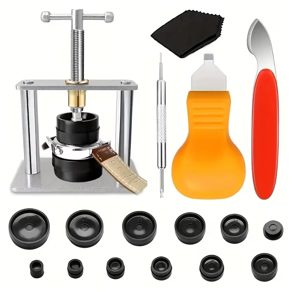 17 Piece Set Of Watch Repair Tools, Battery Replacement Tools, And Watch Opener With Two Pry Bars