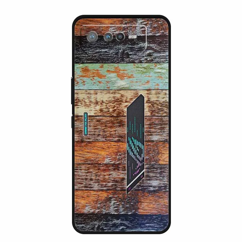 Soft Fashion Cover for Asus Rog Phone 6 Case Silicone Wooden Pattern TPU Back Cases for Asus Rog Phone6 Cover Cool Phone Shell