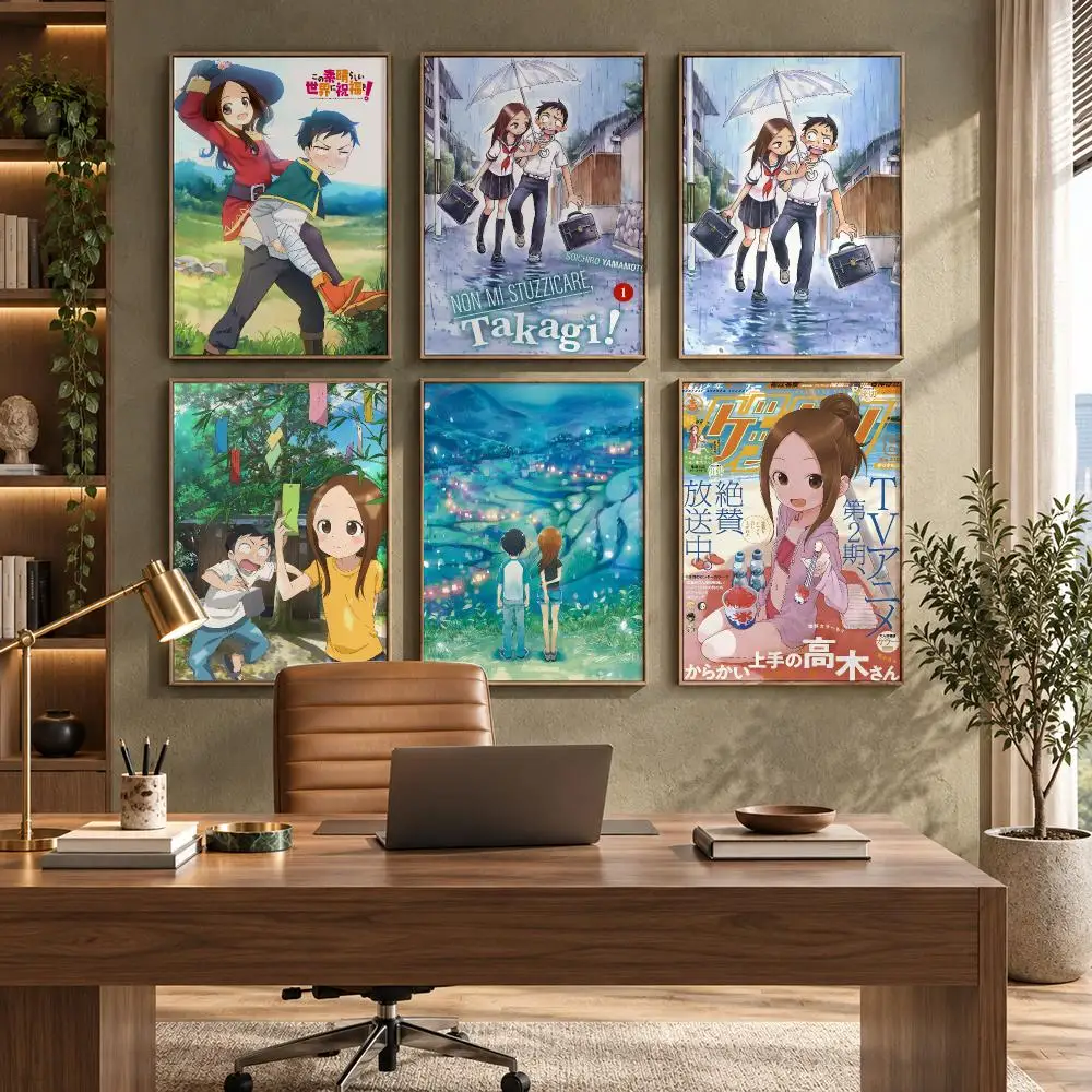 T-Teasing Master Takagi-san Poster HD Waterproof Wall Decal for Study, Living Room & Garage, DIY Great Gift for Fans