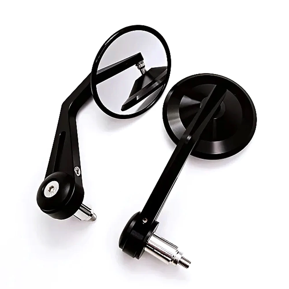 

Круглые аксессуары для мотоциклов, зеркало с ЧПУ, алюминиевый сплав, хромированный черный мотоцикл, выпуклая поверхность, зеркало заднего вида, ручка, боковое зеркало