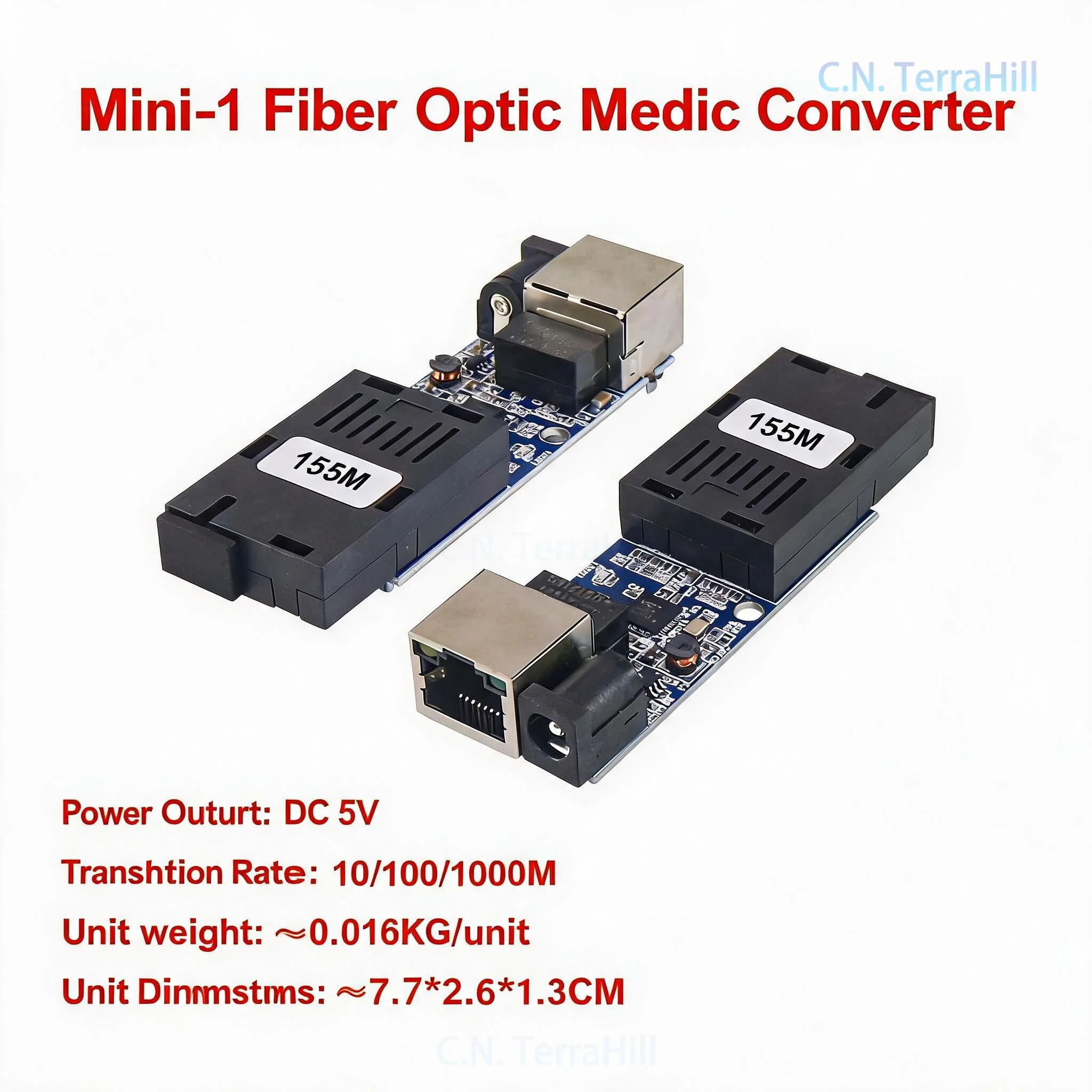 Mini Gigabit Fiber Media Converter Board 1 Port SC Single Mode Single Fiber 100M PCBA Optical Transceiver