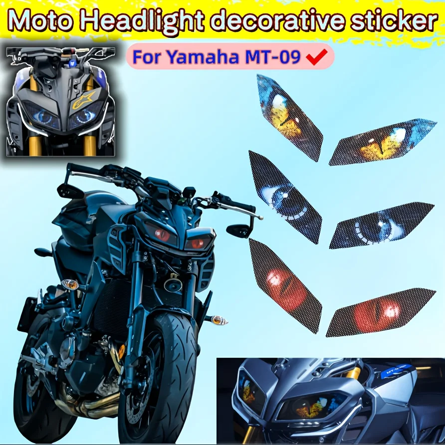 1Set Motocycle Headlight Protector Sticker for Yamaha MT-09 2017-2018 Self-Adhesive Decal Motorcycle Front Light Cover Decor