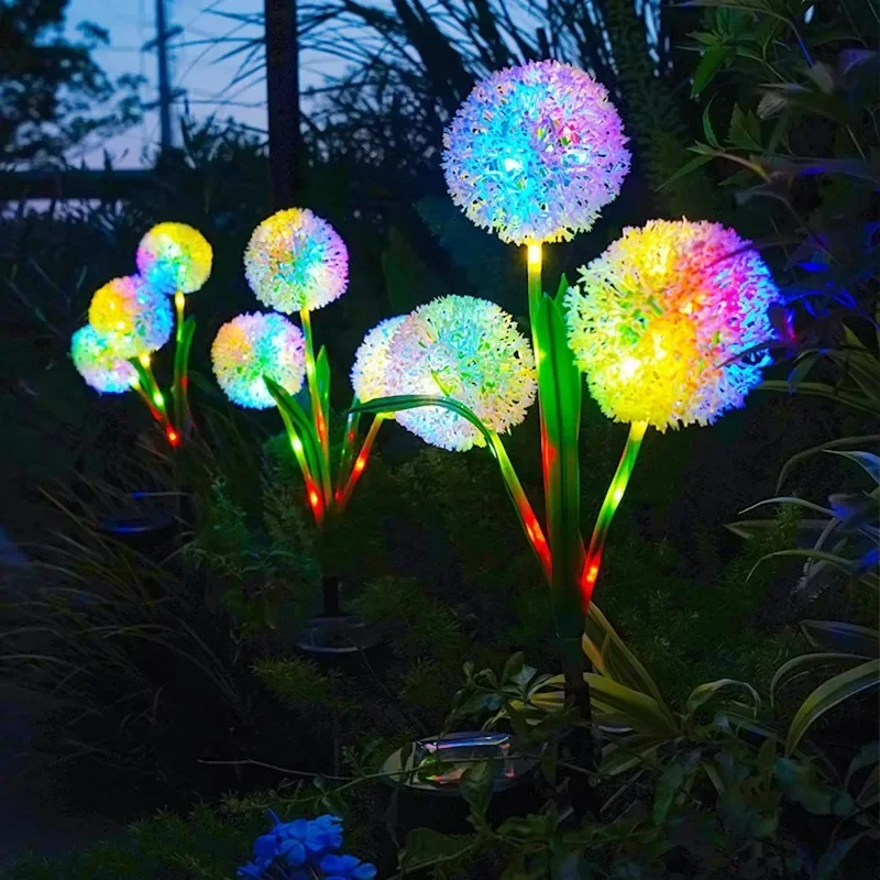 Outdoor Solar Dandelion Lights LED Colorful Stake Lamp Waterproof for Garden Lawn Patio Pathway Decoration