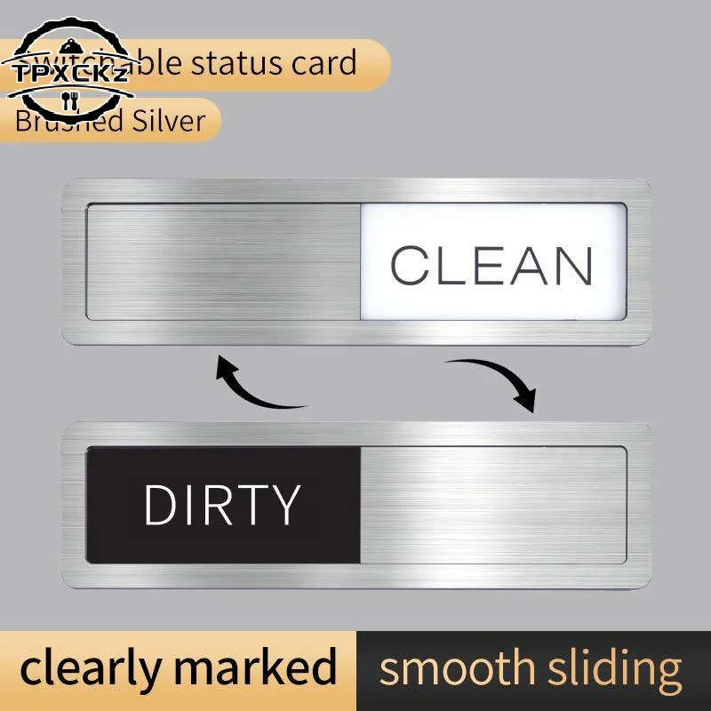 Clean Dirty Dishwasher Magnet Clean/Dirty Sign Stainless Steel Non-Scratch Strong Magnet Extra Adhesive Options Easy to Slide