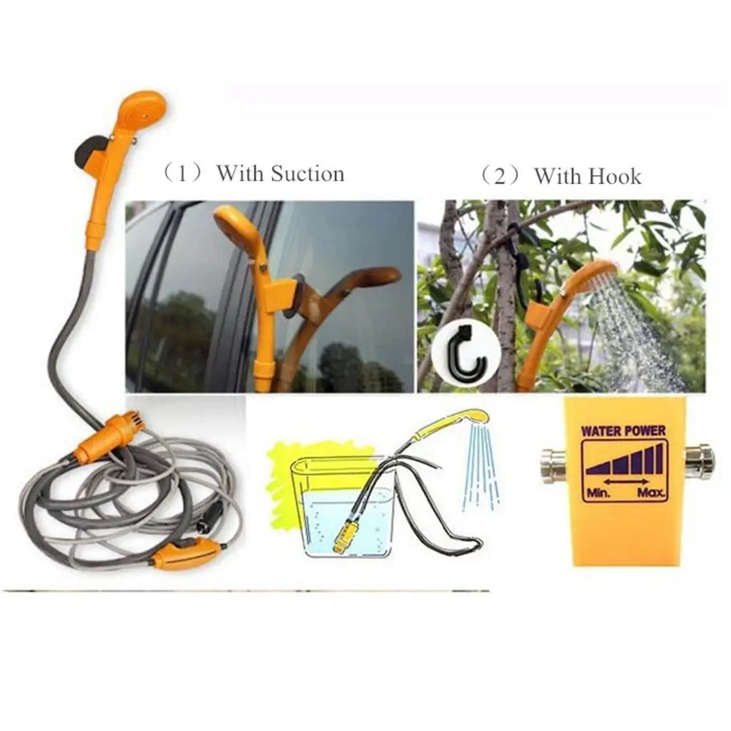 Portable Car Shower Kit Camping Bath Shower Car Washer & Bucket Bag