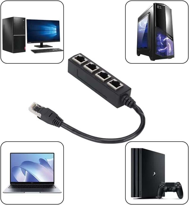 10 قطعة كابل محول سوبر Cat5 RJ45 1 ذكر 4 × أنثى LAN الفاصل لمحولات الفيديو Cat5e Cat6 Cat7 إيثرنت Socke